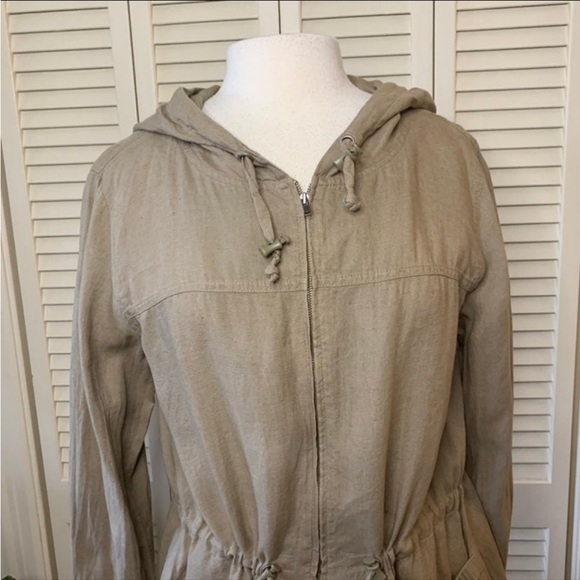 Eileen Fisher 100% Irish Linen Hooded Jacket with Pockets and Drawstrings EUC - Picture 2 of 11